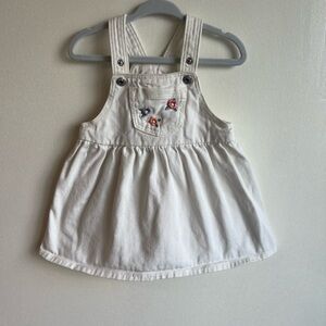 H&M Baby Girl Cream Overall Dress with Flowers Size 9M